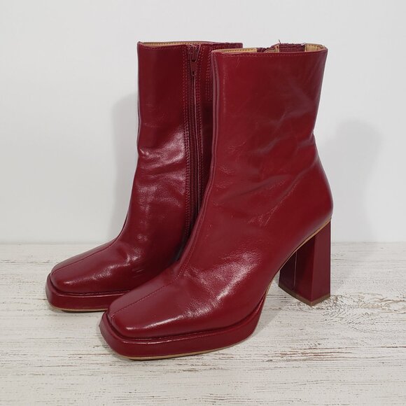 Steve Madden Freya Red Wine Leather Platform Bootie Women's Size 6M - Picture 2 of 10